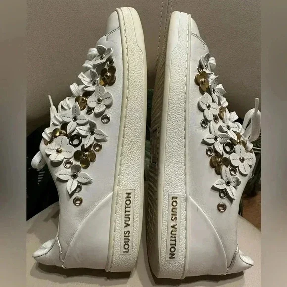 Louis Vuitton Leather Frontrow Blossom Floral Embellished LowTop Sneakers Size37